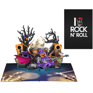 Carte de vœux 3D pop personnalisée sur le thème du rock pour Halloween, en origami fait main, amusante, avec impression numérique et enveloppe, vente en gros - Product Image 1