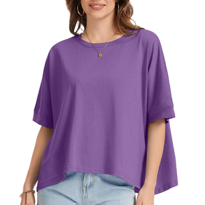 Custom Made Product Women's Ringer T <b>Shirts</b> Oversized Loose Fit Polyester Cotton Drop Shoulder <b>Walking</b> Running Formal Streetwear - Product Image 1
