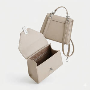 Sac bandoulière messager Royaa en cuir véritable convertible avec mini poignée supérieure, fermeture éclair, portable, idéal pour le shopping, cadeau d'automne, beige - Product Image 2