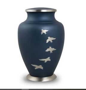Matte Brass Cremation Urn <b>Keepsake</b> Cinerary Vase <b>Memorial</b> Jar with Bird Pattern for Remembrance Gift - Product Image 1