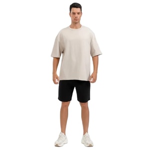 Ensemble de t-shirts courts pour hommes Streetwear coton vieilli lavé surdimensionné unisexe blanc hommes ensembles d'été - Product Image 1