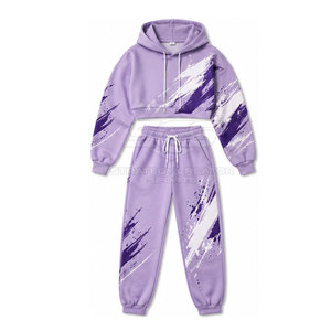 Conjunto de sudaderas cortas para mujer con diseño a juego, tela cómoda y sensación ligera para atuendos casuales y deportivos. - Product Image 3