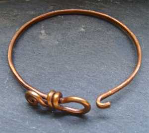 Handmade Copper <b>Wire</b> Wrapped Bangle Bracelet Bohemian Spiral Design Irregular Shape Metal Artisan Jewelry - Product Image 3