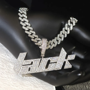 Collar de Lujo Unisex de Plata 925 con Moissanita, Diseño Hip Hop Iced, Estilo Urbano, Personalizable con Letra, Bañado en Rodio, Venta al por Mayor - Product Image 2