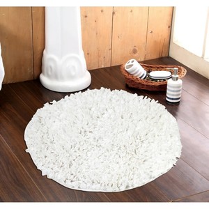 Tapis de bain rond en coton blanc avec dos antidérapant en caoutchouc, style moderne pour la salle de bain à domicile - Product Image 5