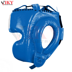 Nuevos conjuntos de boxeo de cuero genuino en azul real vibrante con cordones blancos, duraderos, para venta al por mayor, con etiqueta privada personalizada. - Product Image 3
