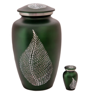 Urna Funeraria de Metal Hecha a Mano con Diseño de Árbol de la Vida, para Cenizas Humanas, Urna Conmemorativa de Aluminio Verde Mate para Adultos, Venta al Por Mayor - Product Image 2