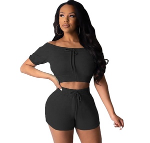 Conjunto de braguitas y sujetador personalizados para mujer, conjunto de dos piezas, pantalones cortos, Top con cordones a juego, de alta calidad - Product Image 1