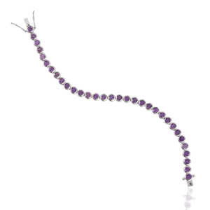 Wholesale Price 925 Sterling Silver 100% Genuine <b>Amethyst</b> February Birthstone Fine Tennis <b>Bracelet</b> For Women's - Product Image 6