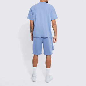 Conjunto de 2 piezas de algodón de color sólido más vendido por OEM para hombre, conjunto de pantalones cortos y camiseta con colores y tallas de impresión personalizados - Product Image 2