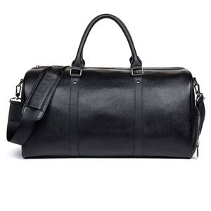 Leather Weekender Duffle Bag Zipper Closure <b>Soft</b> Handle Unisex Travel 36–55L Durable Large Capacity Black - Product Image 5