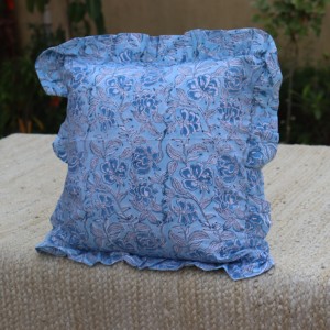 Vintage Indian Hand Block Printed Cotton Frill Bohemian <b>Square</b> Cushion Covers for Home Hotel Eco-Friendly Machine Washable - Product Image 4