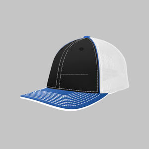 Casquette de camionneur 5 panneaux personnalisée en sergé de coton noir de haute qualité avec logo brodé OEM en gros - Product Image 5