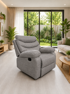 Modern <b>Fabric</b> <b>Recliner</b> <b>Chair</b> Single Seat RC Light Grey Sofa Armchair with Footrest for Living Room Apartment Office Villa - Product Image 3