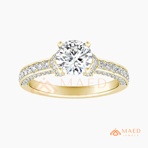 Anillo de compromiso de oro con moissanita de corte redondo y pavé para mujer, joyería de aniversario nupcial, regalo de moda de EE. UU. - Product Image 5