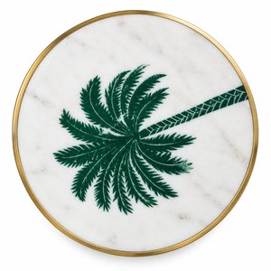 <b>white</b> marble <b>coaster</b> palm tree <b>coaster</b> brass inlay <b>coaster</b> gold palm <b>coaster</b> round stone <b>coaster</b> luxury drink <b>coaster</b> tropical - Product Image 3