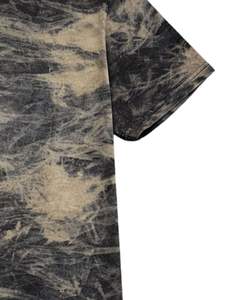 T-shirt en coton délavé noir et beige à manches courtes et col rond, style vintage délavé à l'acide, pour homme, décontracté, streetwear, mode estivale tendance - Product Image 5