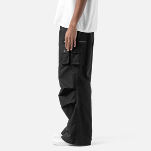 High Quality Men's Black Cargo Pants Baggy Wide Leg Flared Washed Vintage Hip Hop Streetwear Plus Size Casual Autumn Jeans - Product Image 4