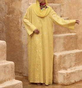 Wholesale Modest Dubai Beaded <b>Sequined</b> Long Sleeve Abaya Muslim Traditional Handmade Wedding Women Polyester Breathable V Neck - Product Image 6