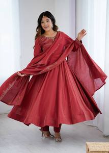 Salwar de Seda Chanderi Romana Pura para Mujer, Estilo Tradicional, Corte Regular, Largo hasta el Suelo, para Todas las Temporadas, Bodas, Fiestas y Eventos, de Secado Rápido - Product Image 3