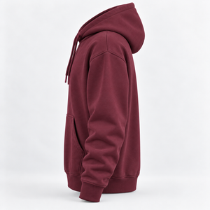 Burgundy Casual Hooded Sweatshirt Cotton Fleece Long Sleeve Pullover with Custom Sizes and Packaging for Bulk <b>Leisurewear</b> Orders - Product Image 4