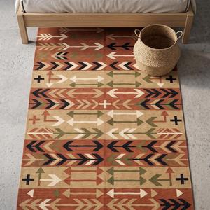 Tapis d'intérieur en laine tissé à la main, motif géométrique tribal sud-ouest avec flèches, tapis kilim pour salon - Product Image 5