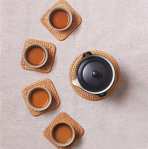 BOHO Rattan Trivet Mats And Pads <b>Table</b> <b>Protectors</b> Farmhouse Handwoven Rattan Trivet Placemats - Product Image 5