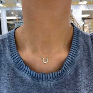 จี้รูปเกือกม้านำโชค ขายส่ง ทองคำแท้ 14k 18k ประดับเพชรทรงกลมเจียระไนแบบ Pave เพชรเลี้ยงในห้องปฏิบัติการ สร้อยคอจี้เพชร งานจิวเวลรี่ชั้นดี - Product Image 2