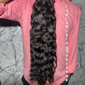 Cabello Humano Rizado Indio al Precio Mayorista Más Bajo, Textura con Cutículas Alineadas, Color Natural, Doble Trama a Máquina, Puntas Gruesas y Voluminosas - Product Image 1