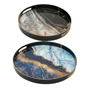 Plateau à bijoux multifonctionnel moderne et créatif en bois plaqué or à motif abstrait, personnalisable, idéal pour Maman et Sœur - Product Image 5