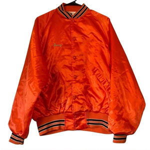 Blouson bomber en satin orange pour homme, logo personnalisé, blouson varsity élégant, blouson de baseball en satin pour l'automne, blouson pour lycée et université - Product Image 3