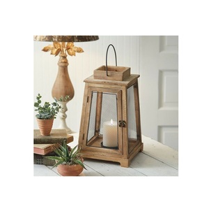 Portavelas de Vidrio y Madera, Estilo Rústico Vintage con Asa de Cuerda, Decoración para Mesa de Boda - Product Image 1