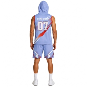 Maillot de sport sans manches à capuche personnalisé 7 sur 7 avec short d'entraînement performant assorti - Product Image 2