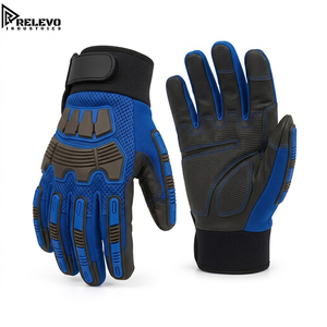 Gants de travail résistants aux chocs OEM, bleus et noirs, équipement de sécurité robuste pour mécaniciens, protection anti-vibrations et pour les travaux de construction - Product Image 1