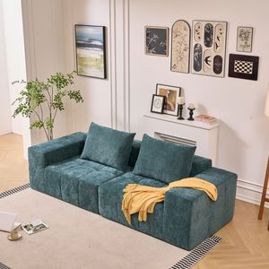 Divano Moderno Minimalista Stile Schneier con 2 Cuscini, Verde, per Soggiorno o Ufficio - Product Image 1