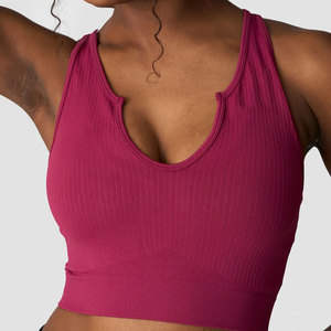 Débardeur tricoté côtelé pour femme, nouveau design, col en V profond, coupe courte, idéal pour la gym et l'entraînement, collection été, vente chaude - Product Image 4