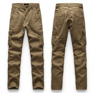 Men Premium <b>Waterproof</b> Solid Long Straight Fit Cotton Cargo <b>Trousers</b> with Zipper Closure Casual Pants - Product Image 1