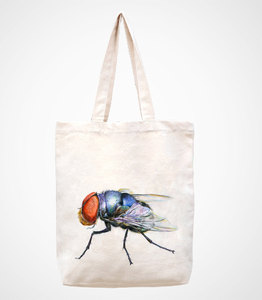 Canvas Tote <b>Bag</b> With Fly Print <b>Medium</b> <b>Size</b> Long Handle Shopping <b>Bag</b> Daily Use - Product Image 1