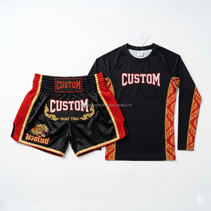 Pantalones Cortos de Muay Thai de Marca Privada, Camisetas Sublimadas Personalizadas OEM, Pantalones Cortos de Boxeo y Kickboxing de Satén, Venta al Por Mayor de Fábrica - Product Image 4