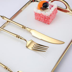 Ensemble de couverts en acier inoxydable poli miroir doré avec couteau et fourchette de luxe pour mariage et événements gastronomiques - Product Image 5