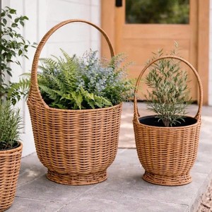 Fresh Style Hanging Rattan Planter <b>Basket</b> Indoor Plant Holder Wicker Hanging <b>Flower</b> Pot Handmade - Product Image 1