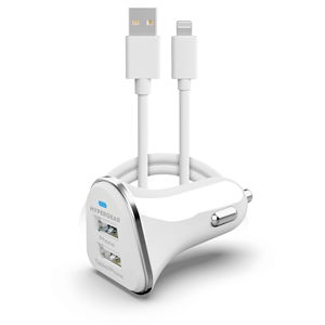 Chargeur de voiture double USB haute puissance 3,4 A compatible avec les iPhones, les iPads et les AirPods - Product Image 1