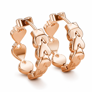 Heart Shape Huggie <b>Earrings</b> With Moissanite Round Brilliant Cut Diamond Plated Rose Gold Romantic Women's Jewelry - Product Image 5