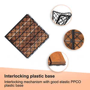 20 pezzi 12 \ "X 12 \" incastro legno di Acacia piastrelle a righe motivo quadrato legno duro pavimento esterno per Patio lato piscina... - Product Image 4