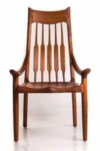 Luxury Handcrafted Solid Wood Dining Armchair Sculptural <b>Spindle</b> Back Mid-Century Modern Seat - Product Image 6