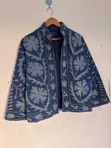 Hand-Embroidered Suzani <b>Kantha</b> <b>Jacket</b> Bohemian Cotton Quilt Coat Floral Embroidered Velvet <b>Jacket</b> - Product Image 5