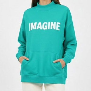 Pull molletonné confortable à col montant oversize et manches longues pour femme, coupe décontractée et ample, style streetwear, éco-responsable - Product Image 1