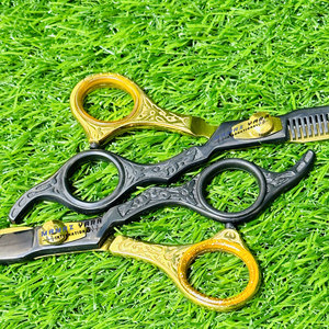 Juego de Tijeras de Peluquería, Tijeras de Corte de Pelo, Tijeras de Entresacar con Apoyo para los Dedos, Juego Profesional de Salón de 2 Piezas - Product Image 3