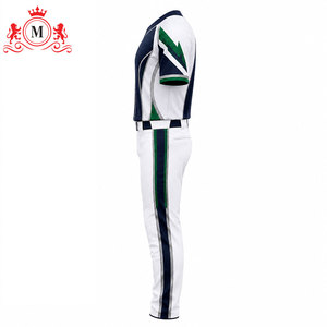 Ensemble uniforme de baseball pour hommes, bleu, blanc, vert, impression par sublimation, jersey et pantalon en polyester respirant pour adultes - Product Image 3