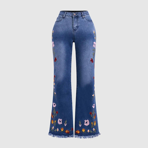 Prix d'usine – Jean pour femme indigo foncé, coupe large, taille haute – Vente en gros pour fabricants de streetwear - Product Image 3